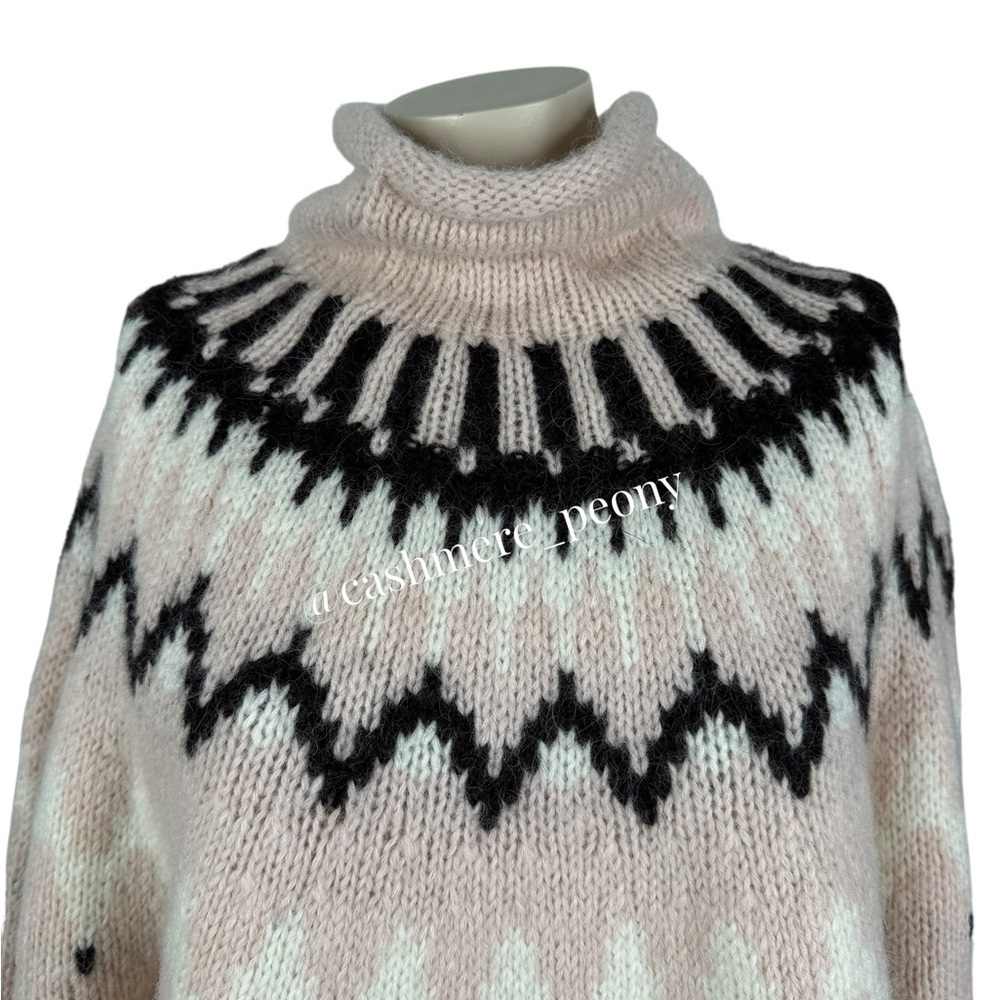 A.L.C. Pink Ruby Fair Isle Turtleneck Oversized Sweater - Picture 5 of 14